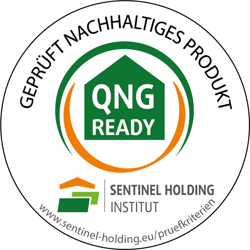 QNG Ready Logo, geprüft nachhaltiges Produkt, Sentinel Holding Institut.