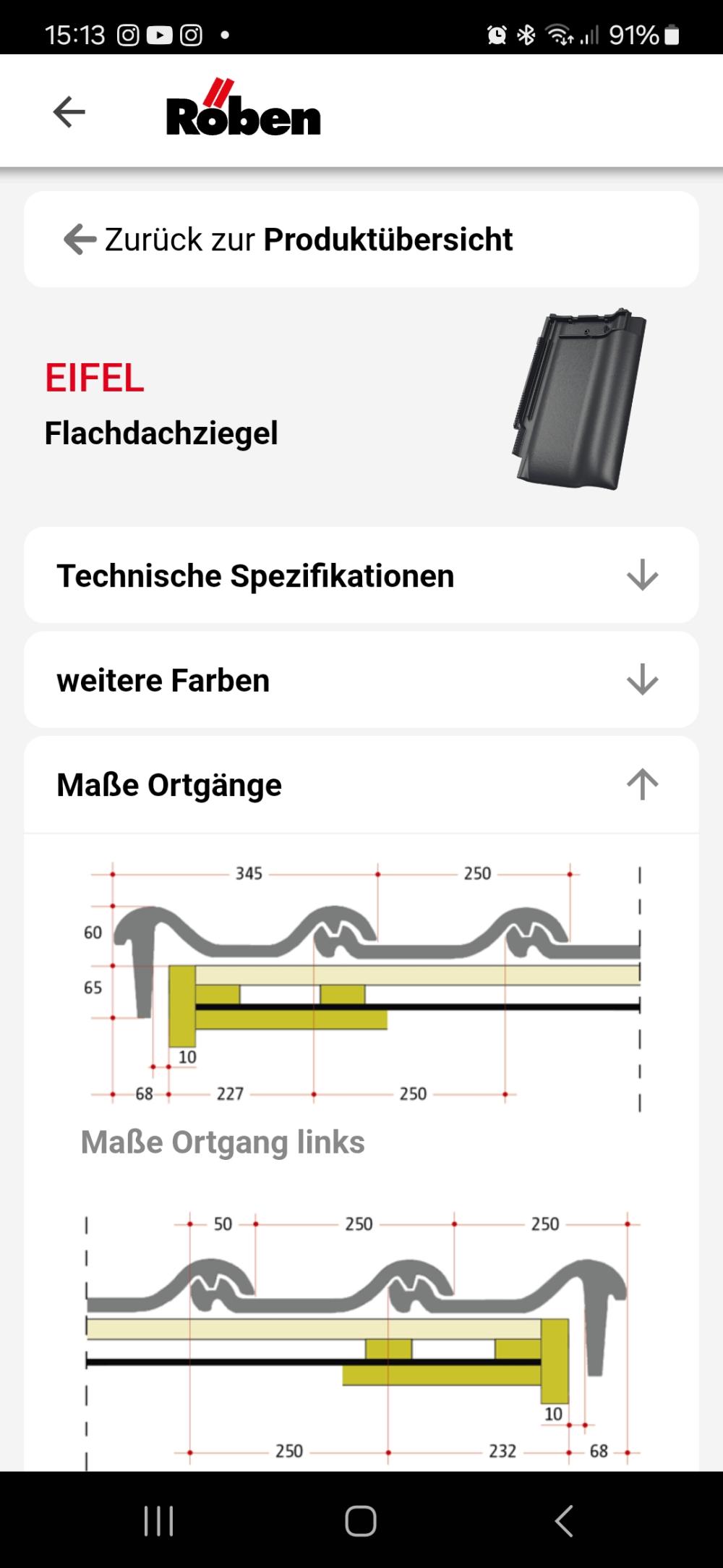 Die Röben Dachziegel-App - Vermaßung