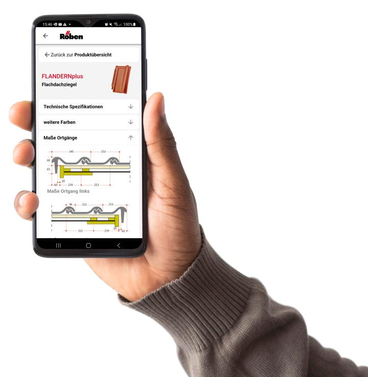 Die Röben Dachziegel-App auf dem Handy