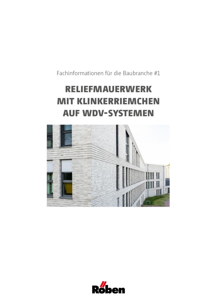 Fachbroschüre mit Gebäudeansicht, Titel: RELIEFMauerwerk mit Klinkerriemchen.