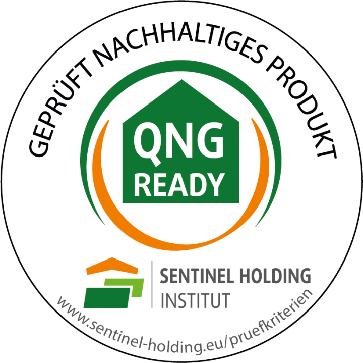 QNG Ready Logo, geprüft nachhaltiges Produkt, Sentinel Holding Institut.