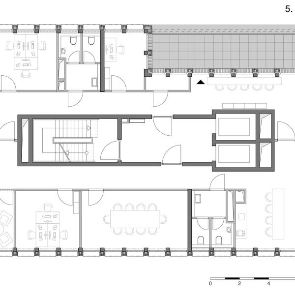 Grundriss VIEW Bremen mit mehreren Räumen und einem Treppenhaus.