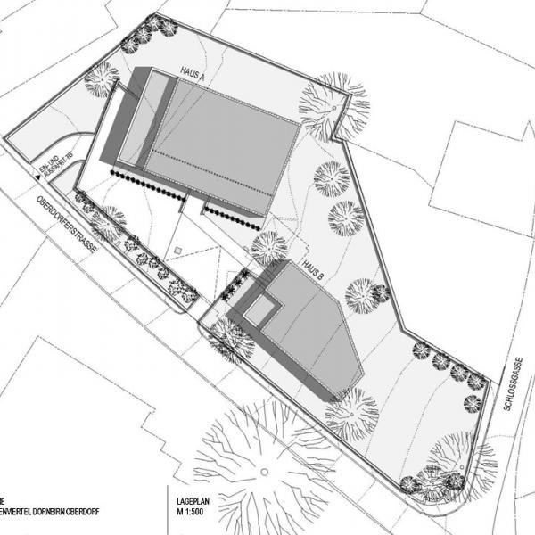 &bdquo;Austrian brick and roof award&quot;: Anordnung und Grundrisse der Gebäude in Dornbirn