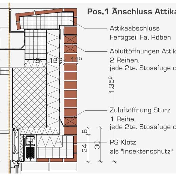 Die Konstruktion von Mauerwerksabdeckung, Mauerwerk und Fenstersturz: Produktion und Verwaltung der Heule AG, Balgach/CH